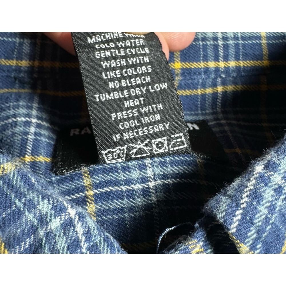 Ralph Lauren Jeans Co Button Down Flannel XXL Blue Yellow Plaid Shirt Excellent - Picture 5 of 10